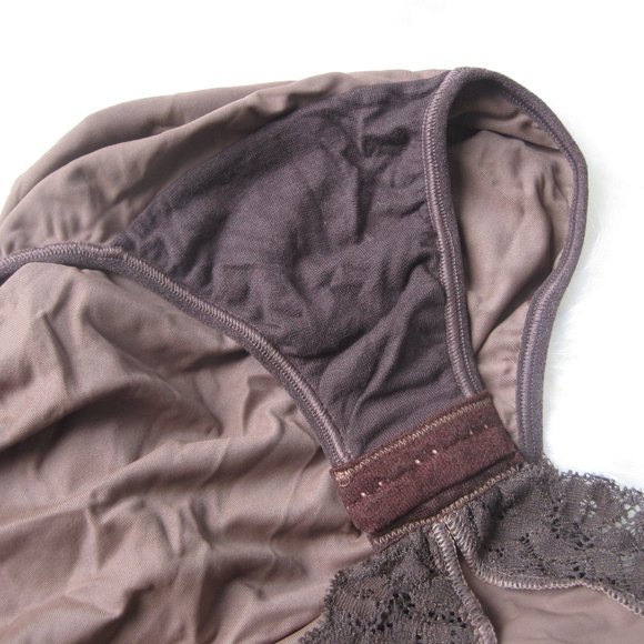 Sexy Dark Brown Lace Lingerie Bodysuit Padded Demi Bra Convertible Straps 36B M - Picture 6 of 10